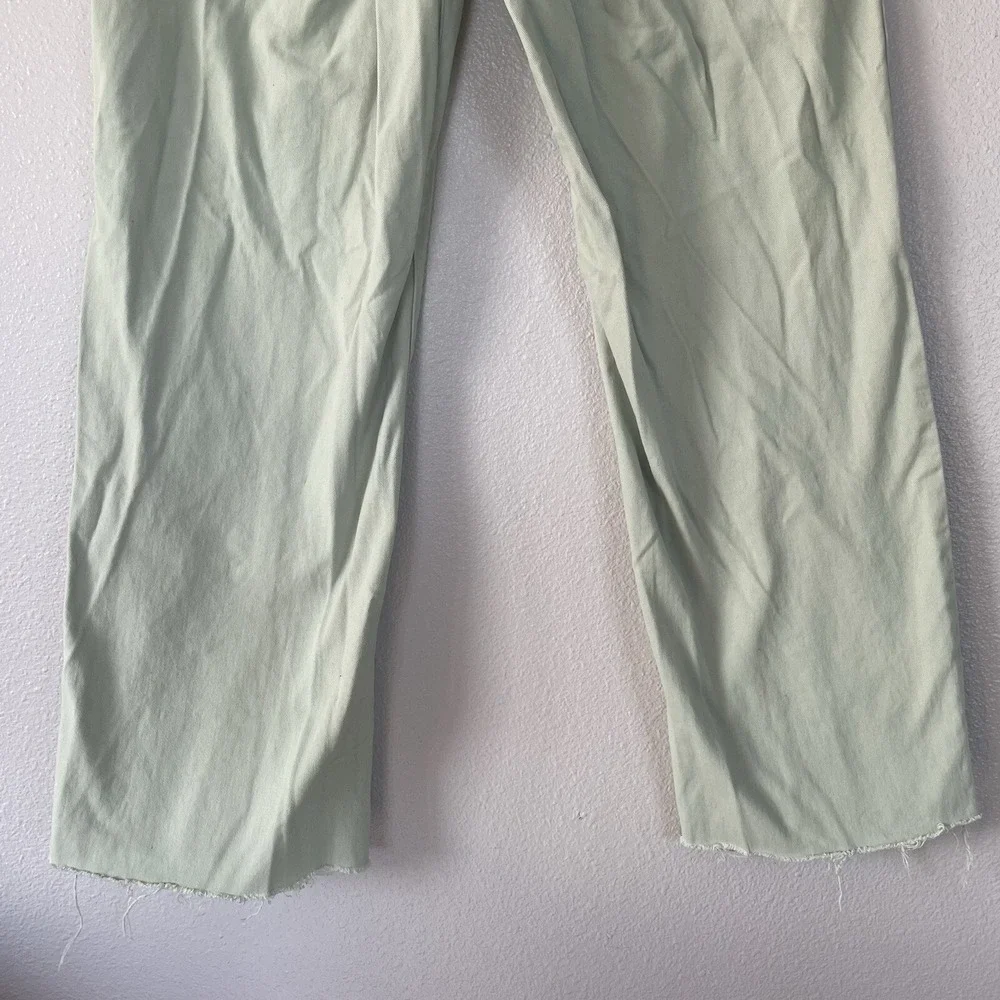 Forever 21 Light Green High Rise Wide Leg Casual Pants Women's‎ XS Fray Hem